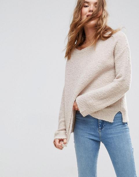 Suéter De Hilo Bouclé Con Cuello Oblicuo De Asos