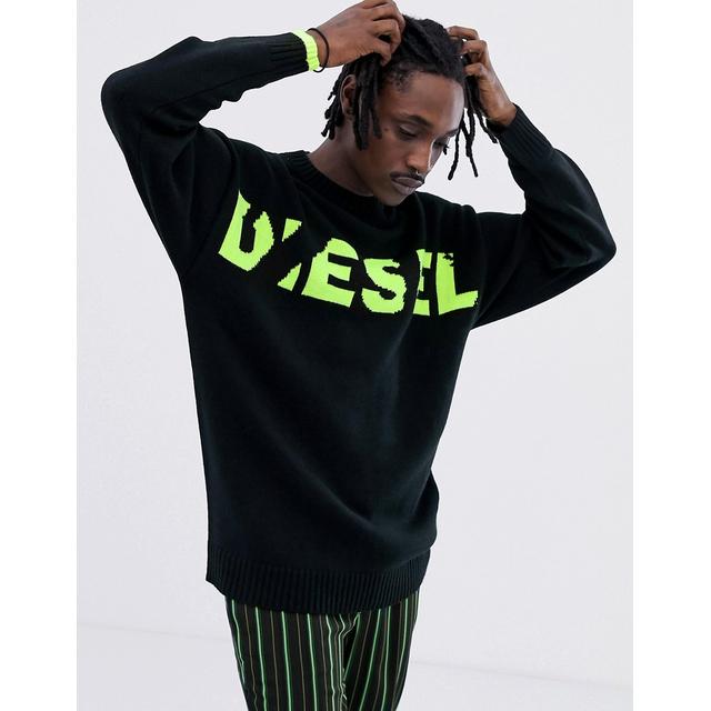 Diesel - K-logox - Maglione Nero Con Scritta Fluo Divisa - Nero from ASOS  on 21 Buttons