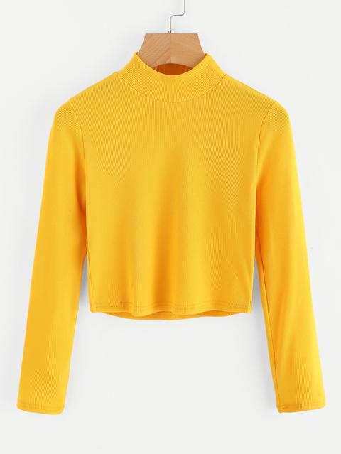 Jersey Corto De Canalé Con Cuello Alto
