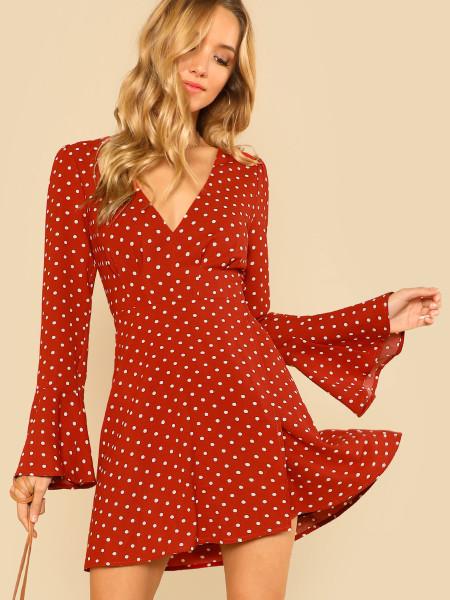 Knot Neck Dot Dress