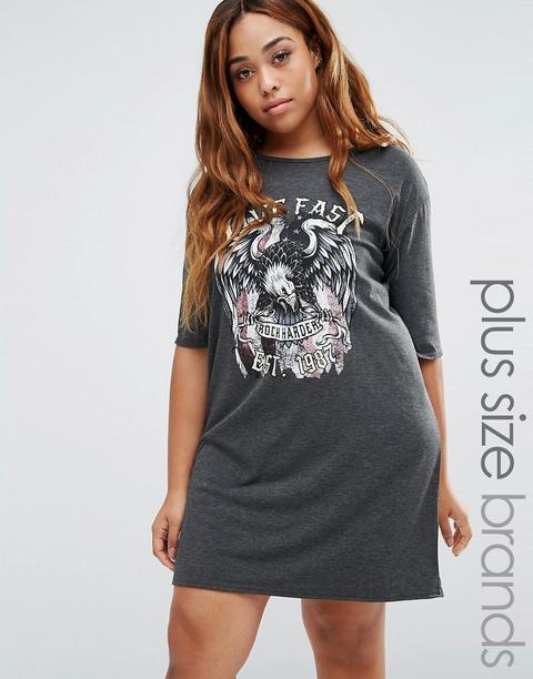 Vestido Estilo Camiseta Con Estampado De Grupo De Música De Missguided Plus