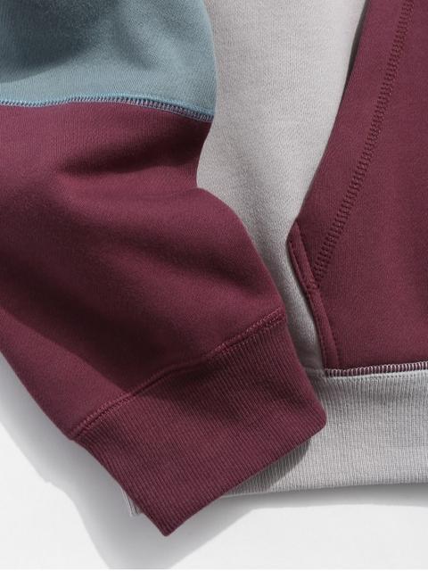 colorblock sewing patchwork fleece hoodie