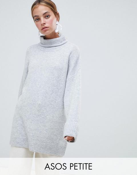 Asos Design Petite - Maglione Pesante Accollato Oversize - Grigio