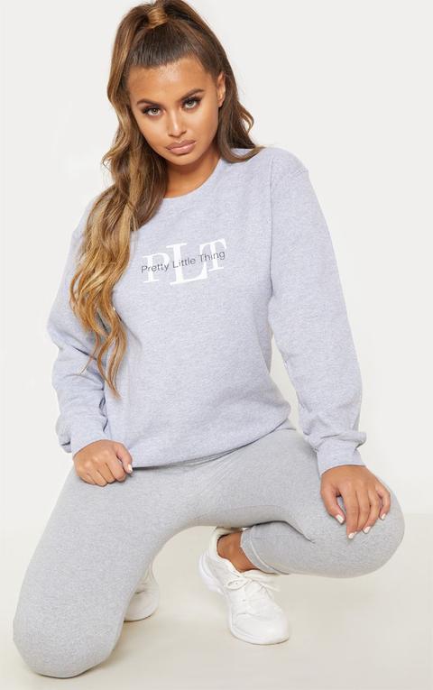 Prettylittlething Ash Grey Marl Sweatshirt