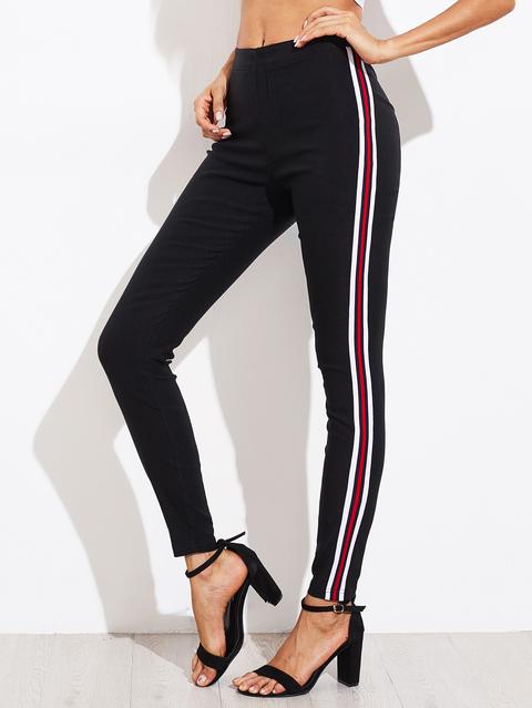 Side Striped Skinny Pants