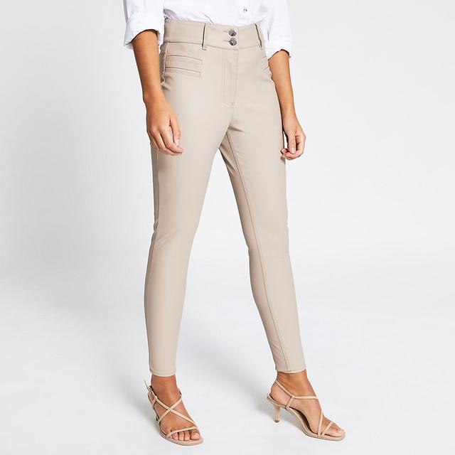 Cream Faux Leather Skinny Trouser  Forever Unique