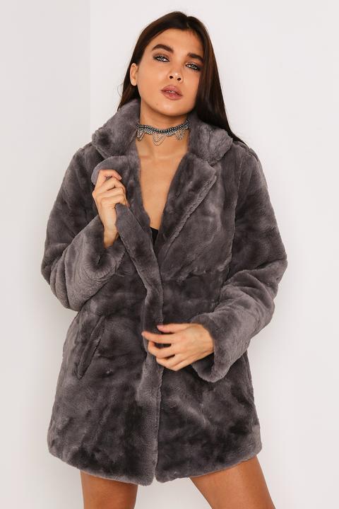 Grey Faux Fur Coat