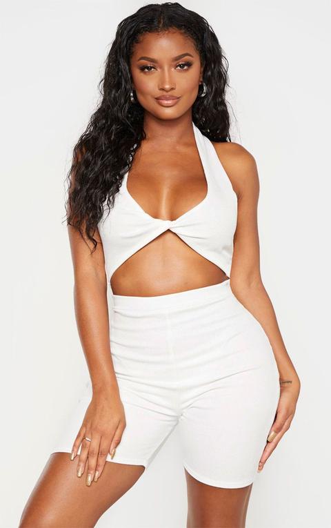 Shape White Ribbed High Waist Cycle Short