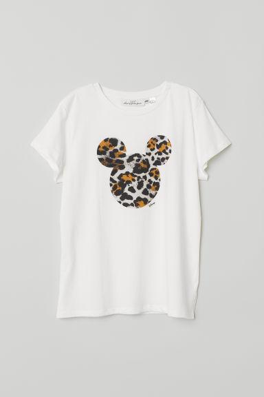 H & M - T-shirt Con Motivo - Bianco