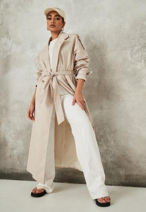 Stone Belted Maxi Trench, Stone