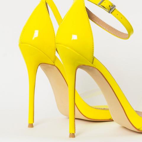yellow barely there heels