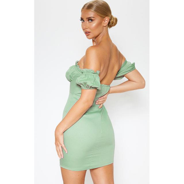 Sage Green Ruched Cup Bodycon Dress ...