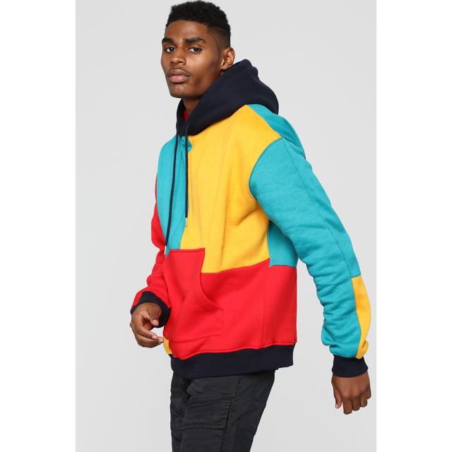 80s color block hoodie
