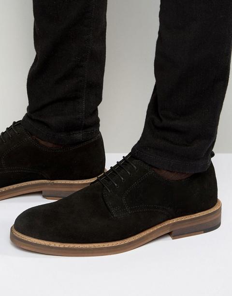 Asos - Scarpe Derby Scamosciate Nere Con Suola Naturale - Nero