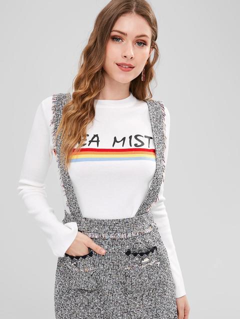 Maglione A Righe Di Arcobaleno White