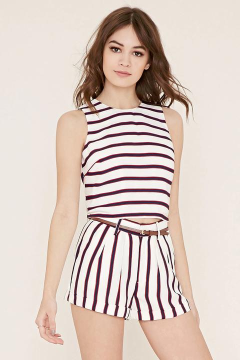 Striped Button-back Top