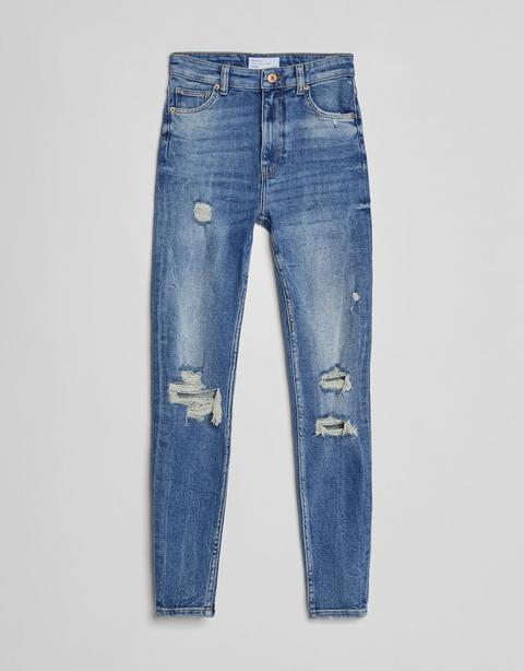 Jeans Skinny Super High Waist Rotos