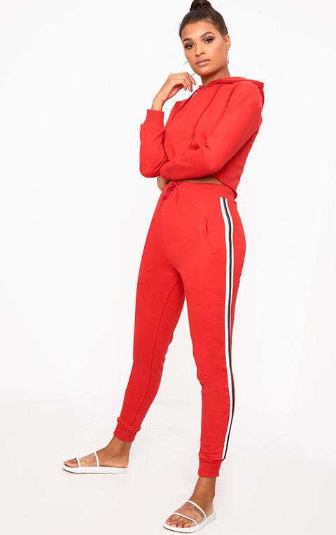 Red Side Stripe Joggers, Red