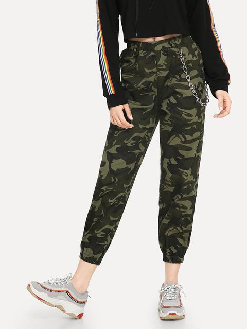 Pantalones De Camuflaje De Cintura Elástica