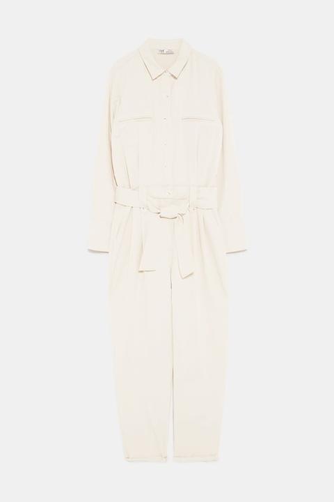 Shirt-style Jumpsuit With Belt