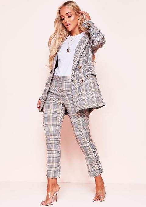 Claire Camel Check Print Cigarette Trousers