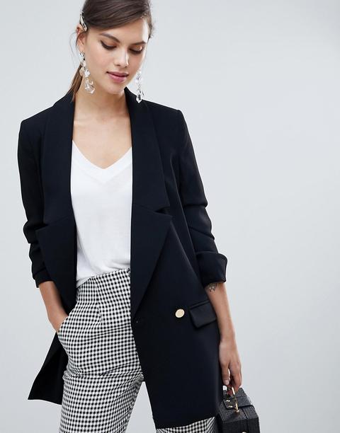 River Island - Blazer Doppiopetto Nero - Nero