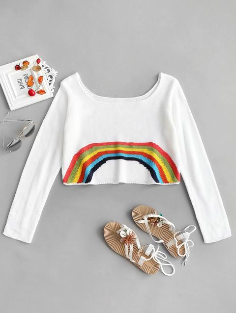 Maglione Con Stampa Di Arcobaleno
