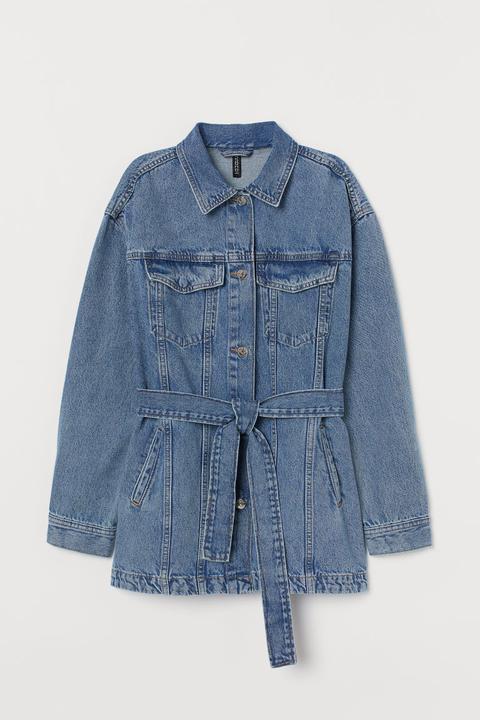 Veste En Jean Avec Ceinture - Bleu