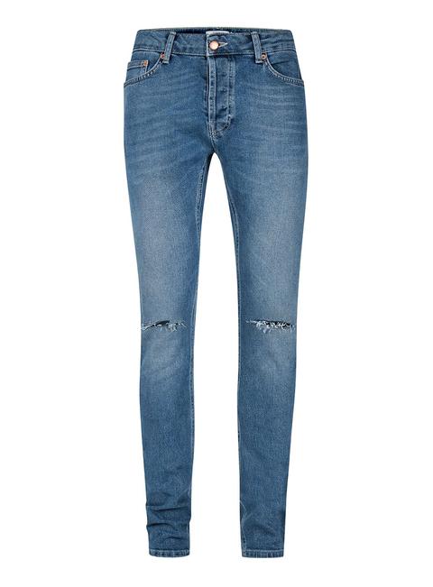 Blue Ripped Stretch Skinny Jeans