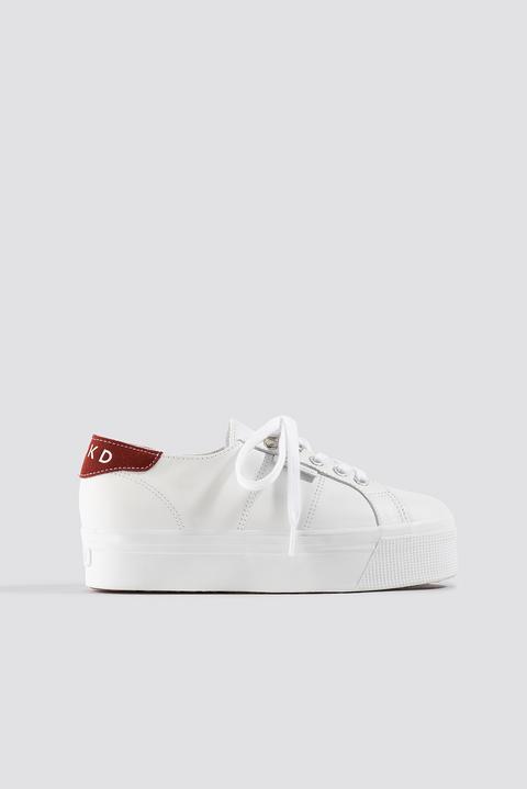 Leather Flatform Sneaker Weiß