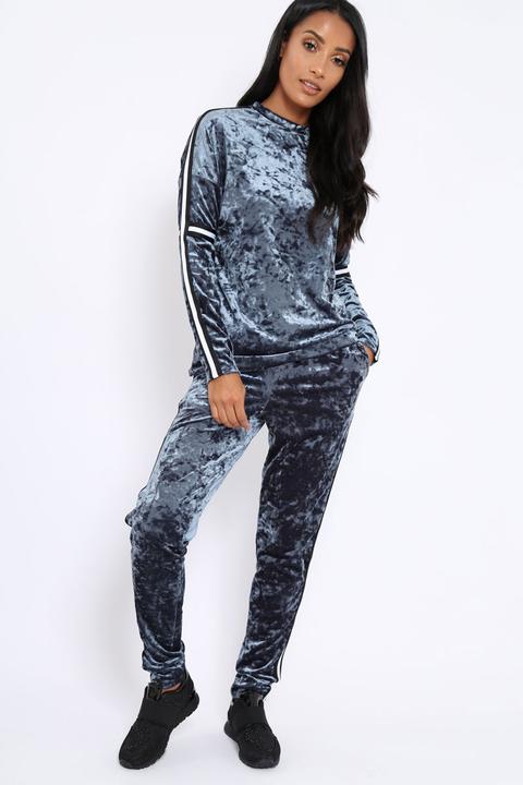 Grey Velvet Striped Trousers - Shauna