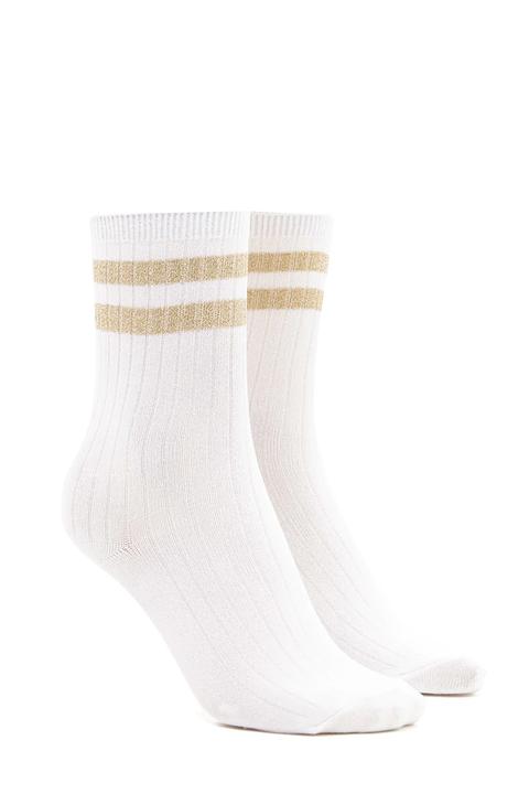 Metallic Striped Crew Socks