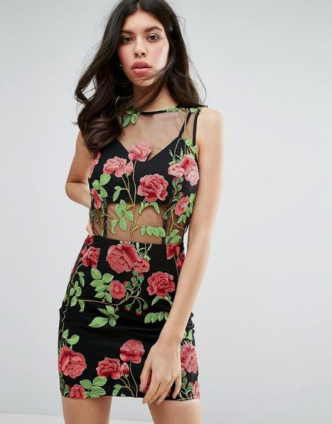 Minivestido De Malla Con Bordados De Missguided Premium