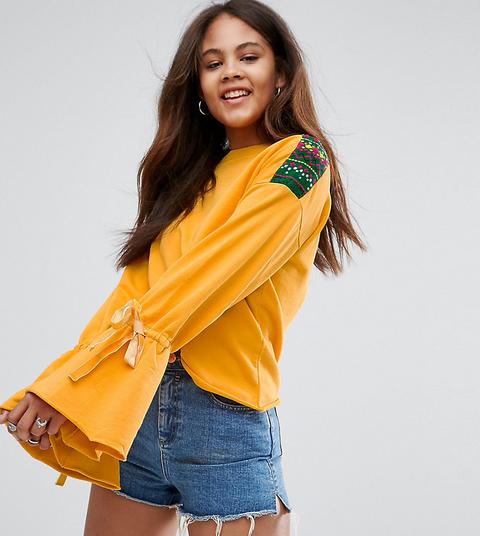 Asos Tall - Felpa Ricamata - Giallo