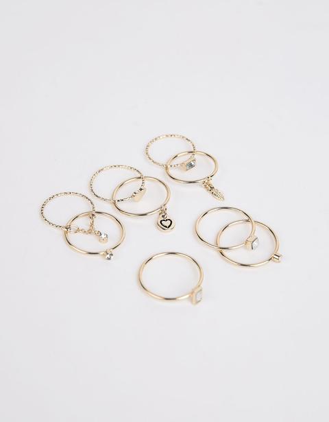 Set Anillos Piedras Glass