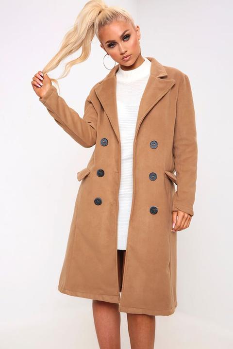 Camel Double Breasted Classic Coat