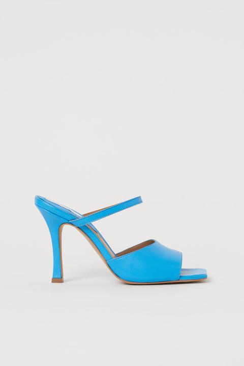 Sandalias Abiertas De Piel - Azul