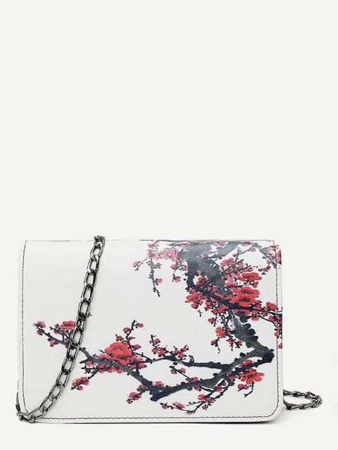 Borsa A Catena Stampata Plum Blossom