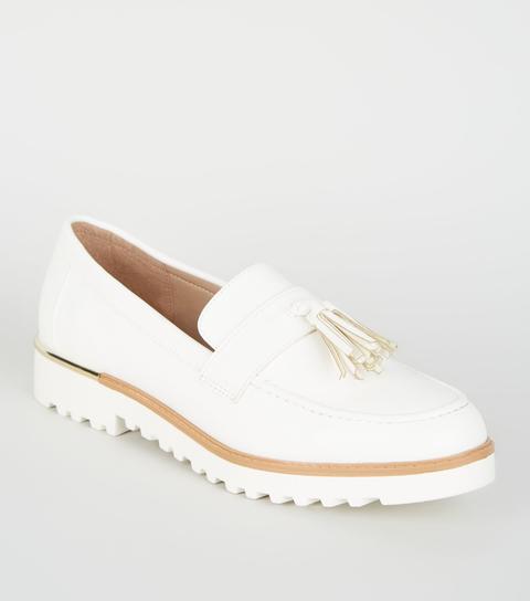 chunky white loafers