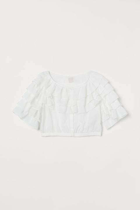 H & M - Camicetta Con Volant - Bianco