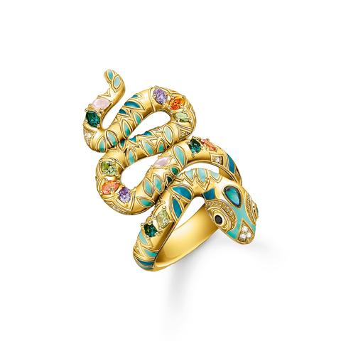 Anillo Serpiente Multicolor Oro