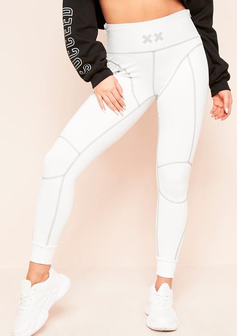 Francie White Panel Branded Sports Leggings