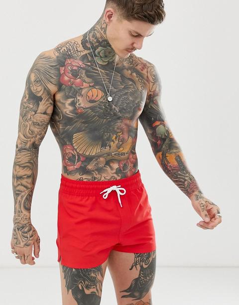 Asos Design - Short De Bain Ultra Court - Rouge