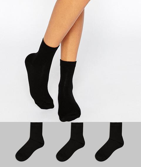 Asos Design 3 Pack Ankle Socks-black