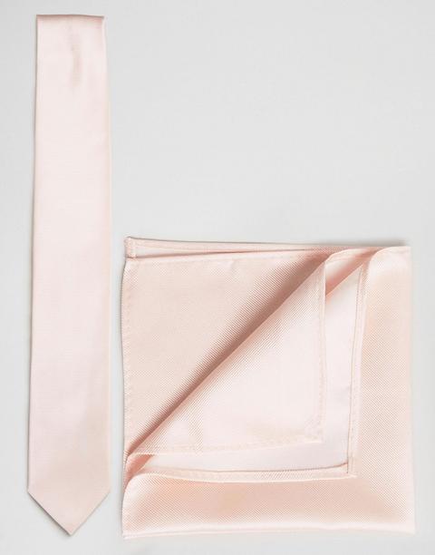 Juego De Corbata Y Pañuelo De Bolsillo En Rosa De Asos Wedding