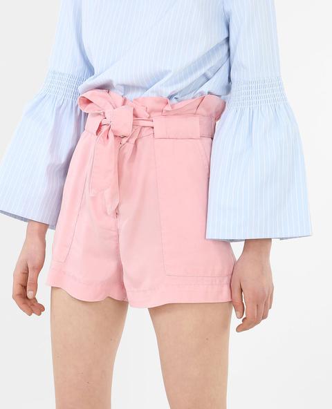 Shorts De Talle Alto De Tencel