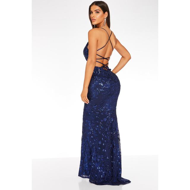 quiz navy and silver embellished maxi dress