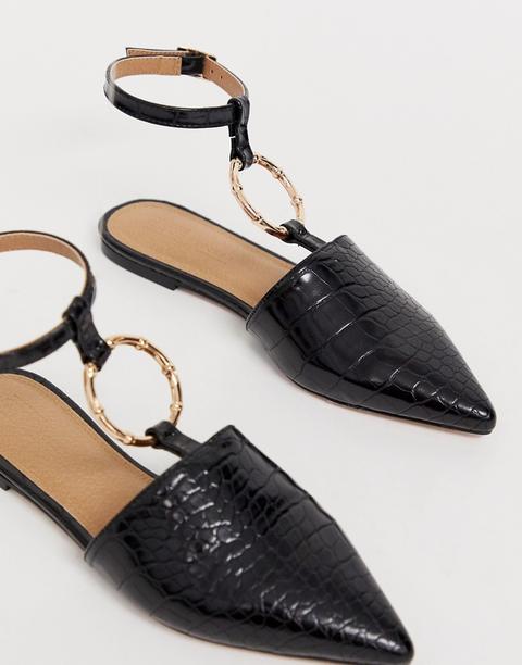 Asos Design - Likeable - Ballerine Con Anello Di Bambù - Nero