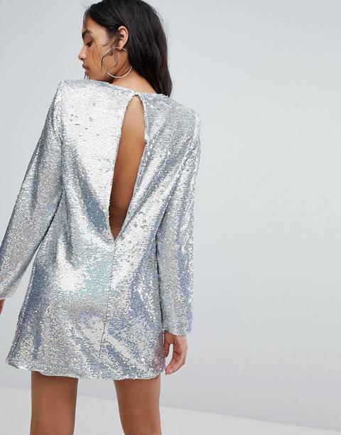 Minivestido De Manga Larga De Lentejuelas Con Hombreras De Asos Ultimate