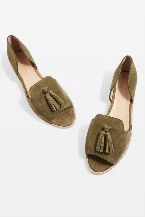 Womens Ostrich Khaki Tassel Sandals - Khaki, Khaki